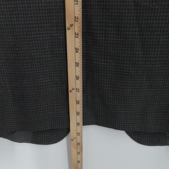 Peter Millar Jacket Mens 48R Gray Wool Gingham Plaid 2 Button Notch Double Vent - Picture 7 of 15